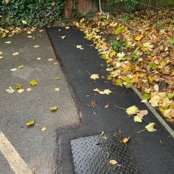 Paved Surfaces and the impact of Winter with Leaves on a repaired Tarmac drive
